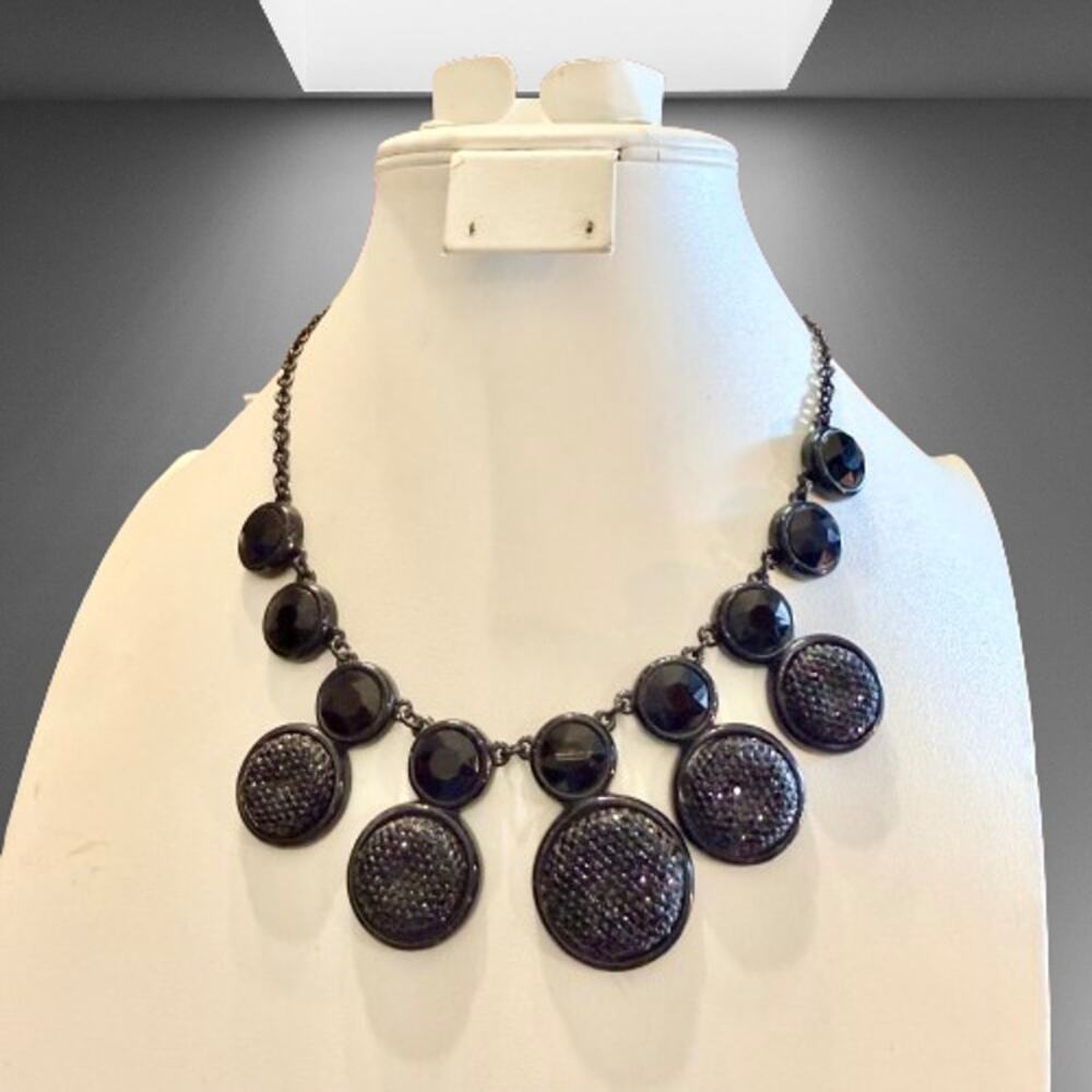 Dana Buchman Gunmetal Crystal Statement Necklace